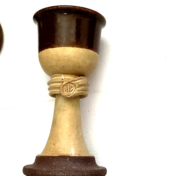 VINTAGE ARTISAN SET OF FIVE POTTERY STONEWARE (WINE) GOBLETS - Picture 2 of 16